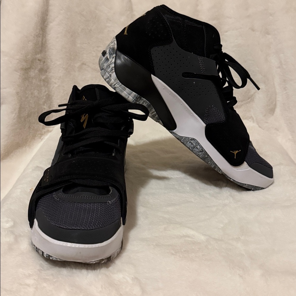 Air Jordan Zooms Black Shoes with Gold Accent